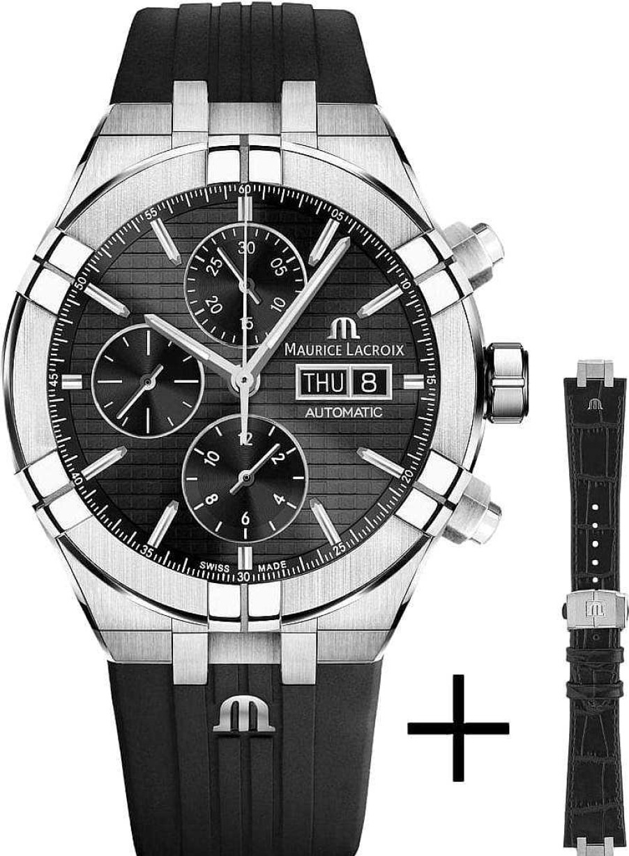 Uhren Maurice Lacroix | Maurice Lacroix Aikon Strap-Promotion Ai6038-Ss00B-330-2 Herren Automatikchronograph Mit Wechselband