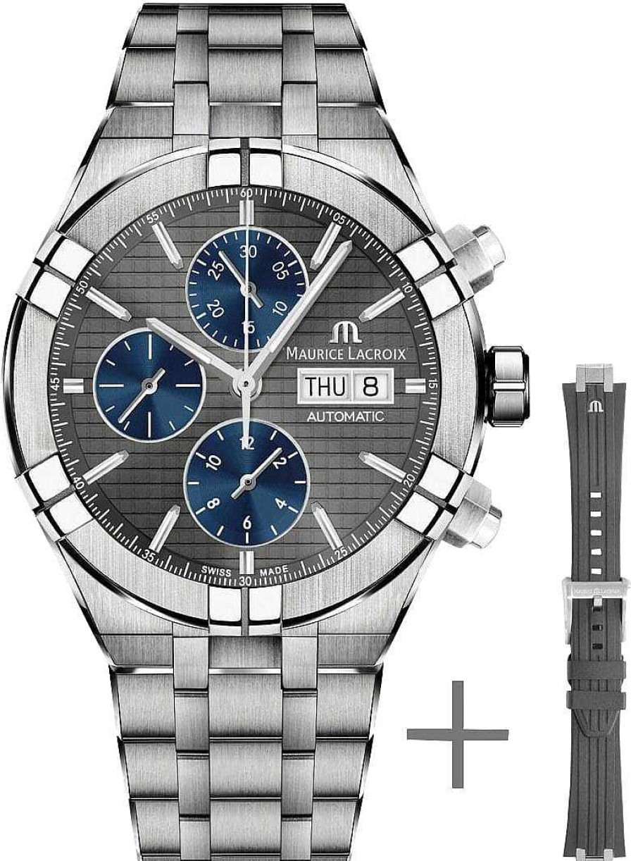 Uhren Maurice Lacroix | Maurice Lacroix Aikon Strap-Promotion Ai6038-Tt03F-330-A Herren Automatikchronograph Mit Wechselband