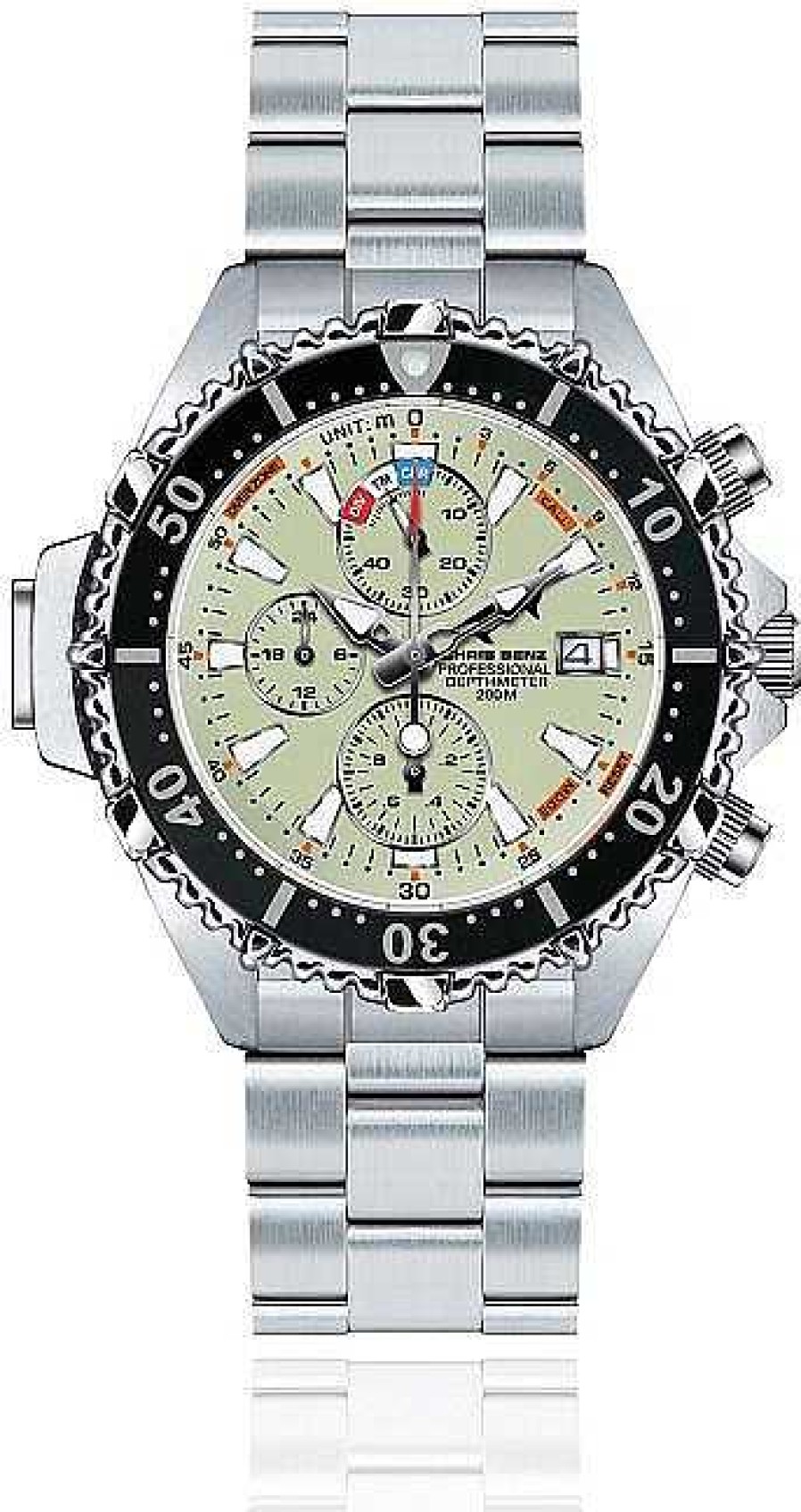 Uhren Chris Benz | Chris Benz Depthmeter Chronograph Cb-C200-N-Mb Herrenchronograph Tiefenmesser