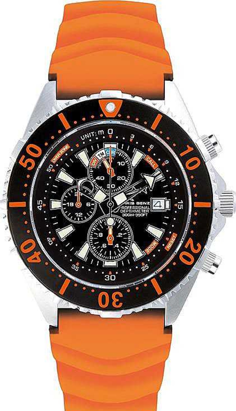 Uhren Chris Benz | Chris Benz Depthmeter Chronograph 300M Cb-C300-O-Kbo Herrenchronograph Tiefenmesser