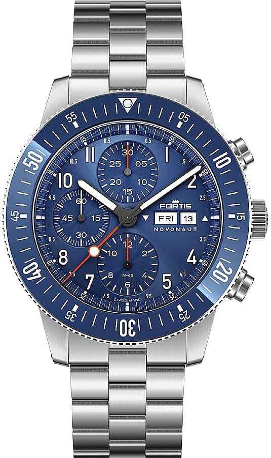 Uhren Fortis | Fortis Novonaut N-42 Cobalt Blue F2040012 Herrenchronograph