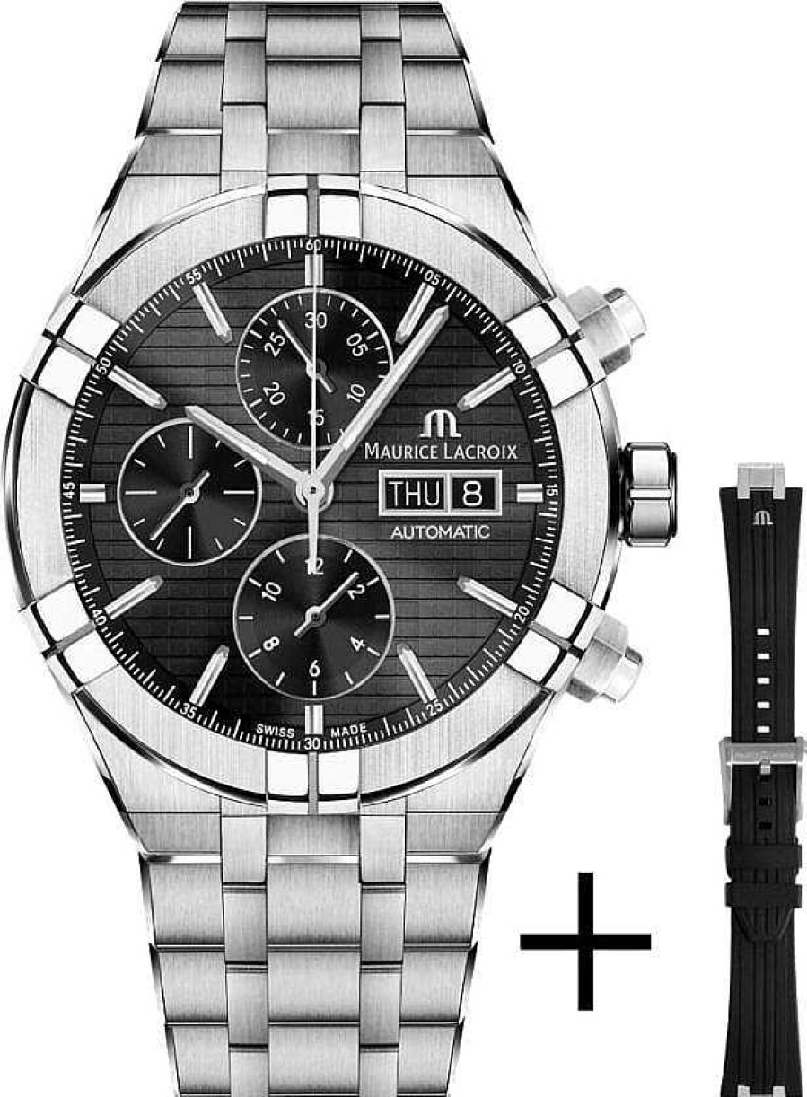 Uhren Maurice Lacroix | Maurice Lacroix Aikon Strap-Promotion Ai6038-Ss00F-330-A Herren Automatikchronograph Mit Wechselband