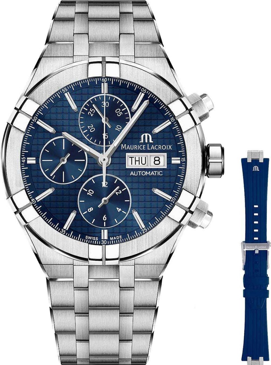 Uhren Maurice Lacroix | Maurice Lacroix Aikon Strap-Promotion Ai6038-Ss00F-430-C Herren Automatikchronograph Mit Wechselband