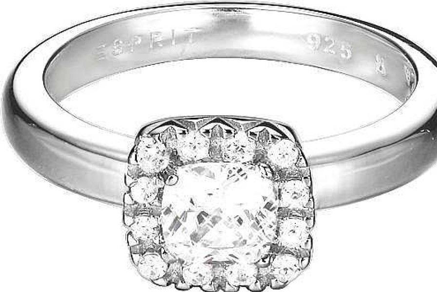 Schmuck Esprit Jewel | Esprit Jewel Cushion Solitaire Esrg92359B Damenring Mit Zirkonen