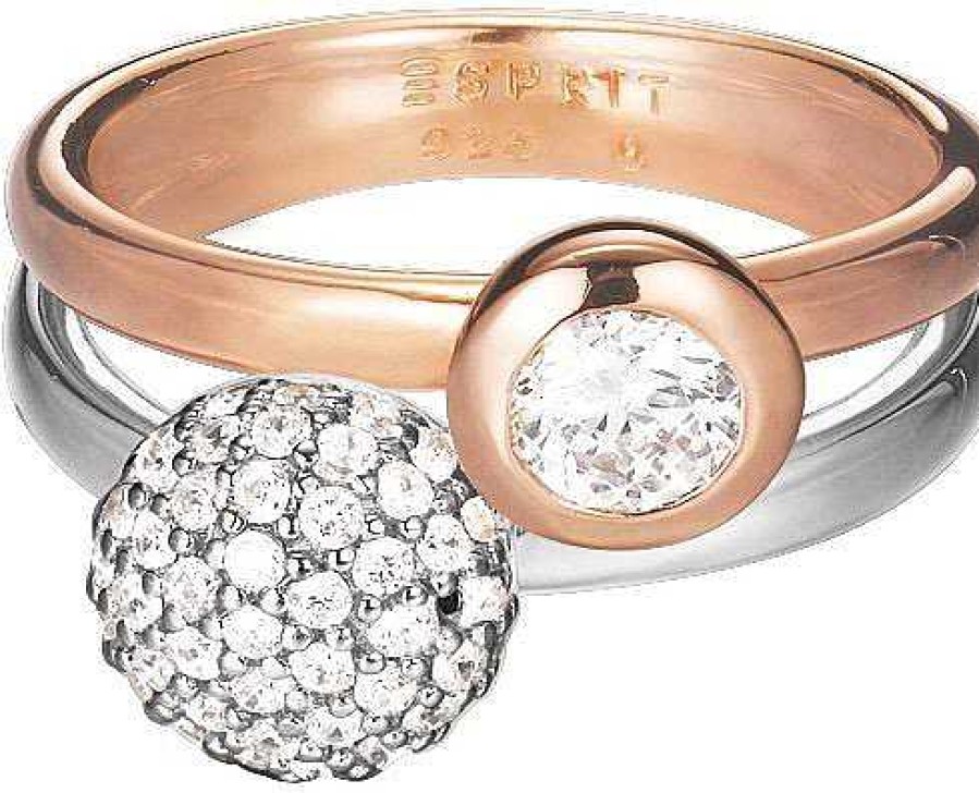 Schmuck Esprit Jewel | Esprit Jewel Double Embrace Esrg92396A Damenring Mit Zirkonen