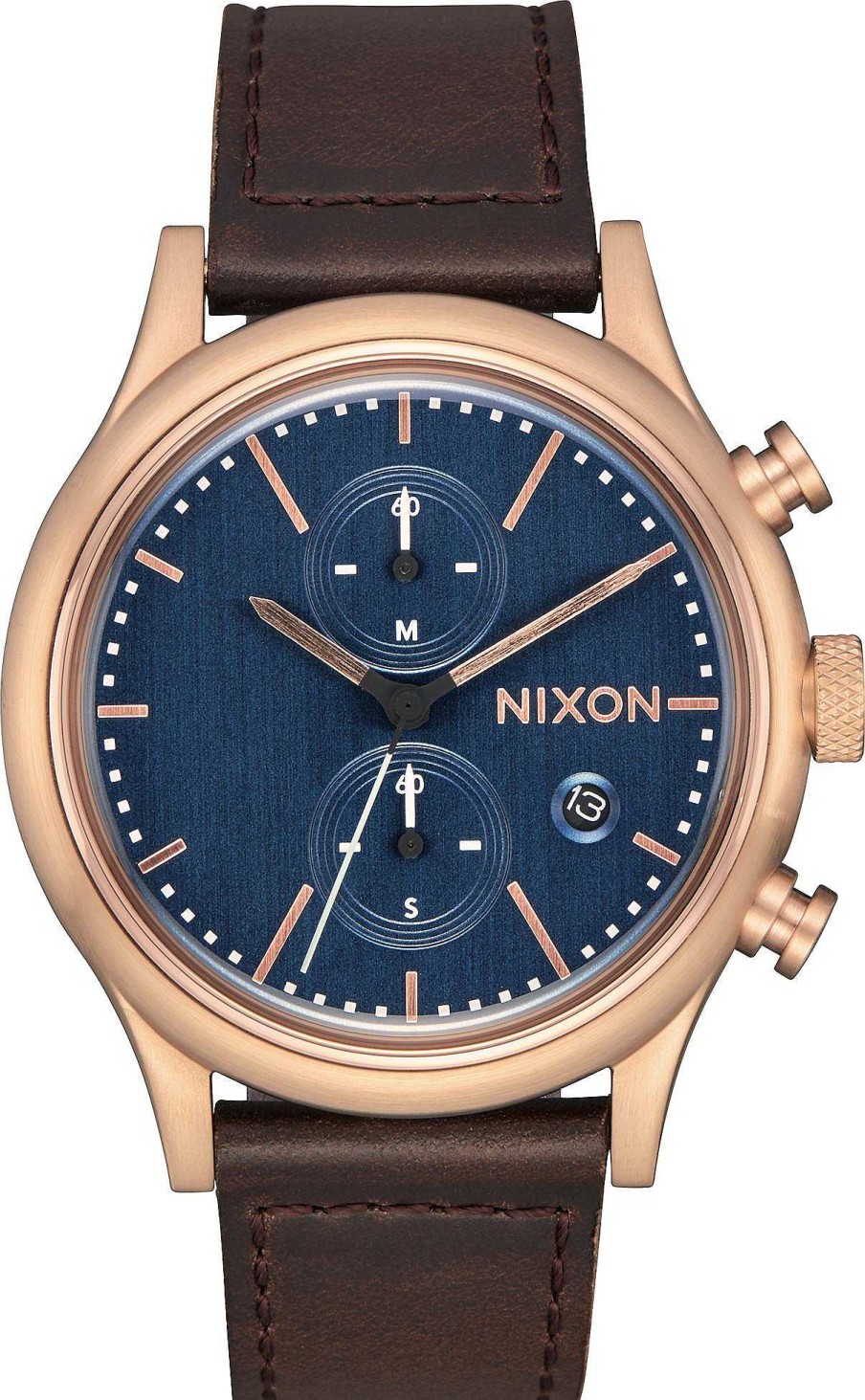 Uhren Nixon | Nixon Station Chrono Leather A1163-2629 Herrenchronograph